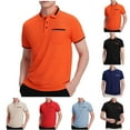 thumbnail image 1 of BiZtdJrK Big and Tall Polo Shirts for Men Short Sleeve Color Block Collared Shirt Summer Regular Fit Business Work Blouse Orange XXXXL, 1 of 1