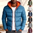 thumbnail image 1 of BiZtdJrK Black Men's Fall Hooded Down Jacket Long Sleeve Warm Zip Up Quilted Coat Solid Color Casual Puffer Jackets with Pockets L, 1 of 6