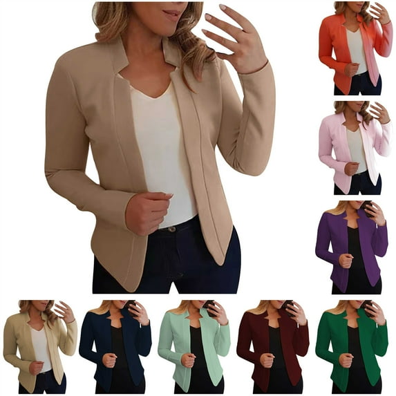 BiZtdJrK Blazer Jackets for Women Casual Long Sleeve Open Front Cardigan Plus Size Dressy Work Office Blazers Green L