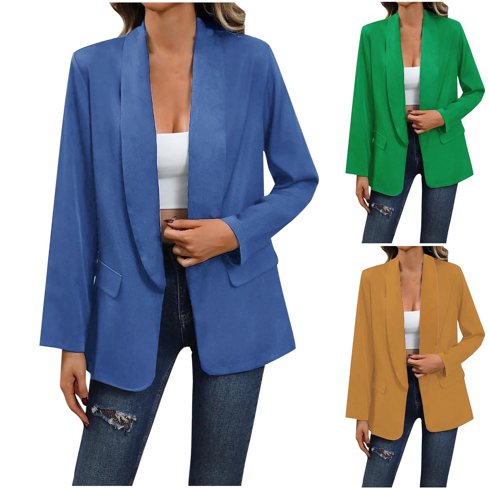 BiZtdJrK Blazers for Women Business Casual Lapel Cardigan Fall Open Front Work Office Jackets