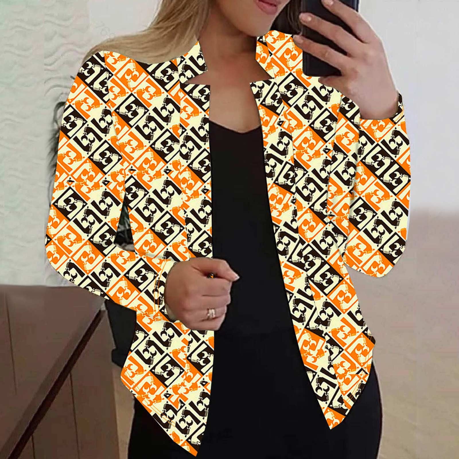 BiZtdJrK Blazers for Women Plus Size Collarless Suit Business Casual