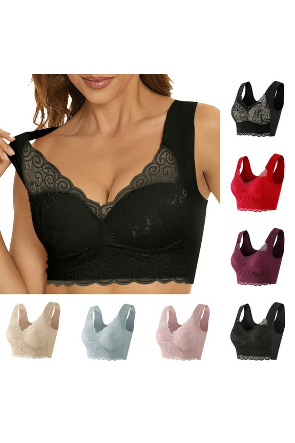 Bras for Women Lace Beauty Back Solid Strap Wrap Plus Size 2025 Fashion Wirefree Bra Underwear T-Shirt Bras Lightning Sales Today Beige