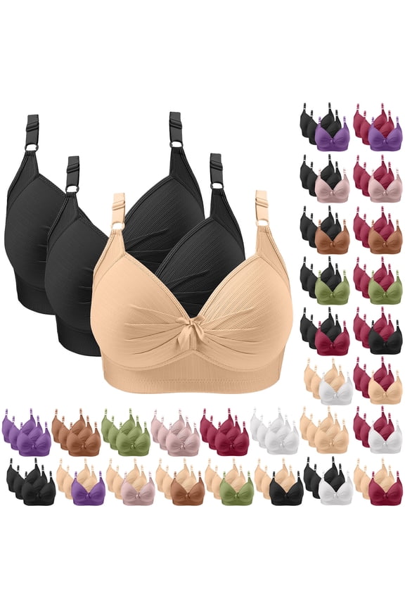 BiZtdJrK Bras for Women No Underwire Push Up Bralette Adjustable Seamless Plus Size Full Support Bra 3 PC, Purple, XXXL