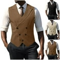 thumbnail image 1 of BiZtdJrK Business Casual Vests for Men V Neck Button Down Suit Vest Sleeveless Wedding Prom Jackets with Pockets Black L, 1 of 6