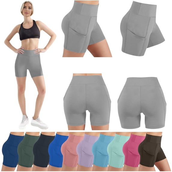 BiZtdJrK Butt Lifting High Waisted Athletic Yoga Shorts for Women Solid Color Workout Gym Running Short Leggings with Pockets Mint Green L