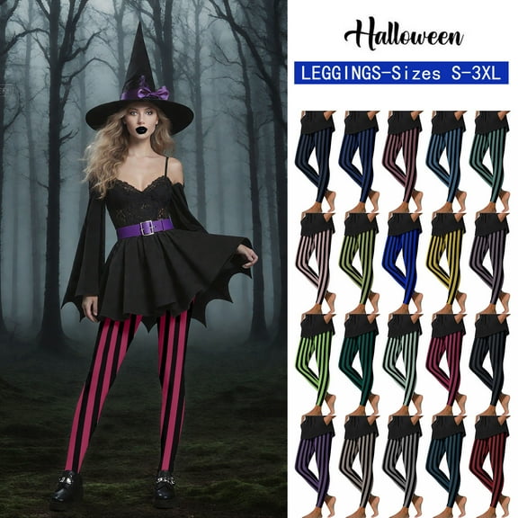 BiZtdJrK Buttery Soft Leggings for Women Vertical Striped Print High Waist Halloween Tights Stretch Gym Yoga Pants Clear XL