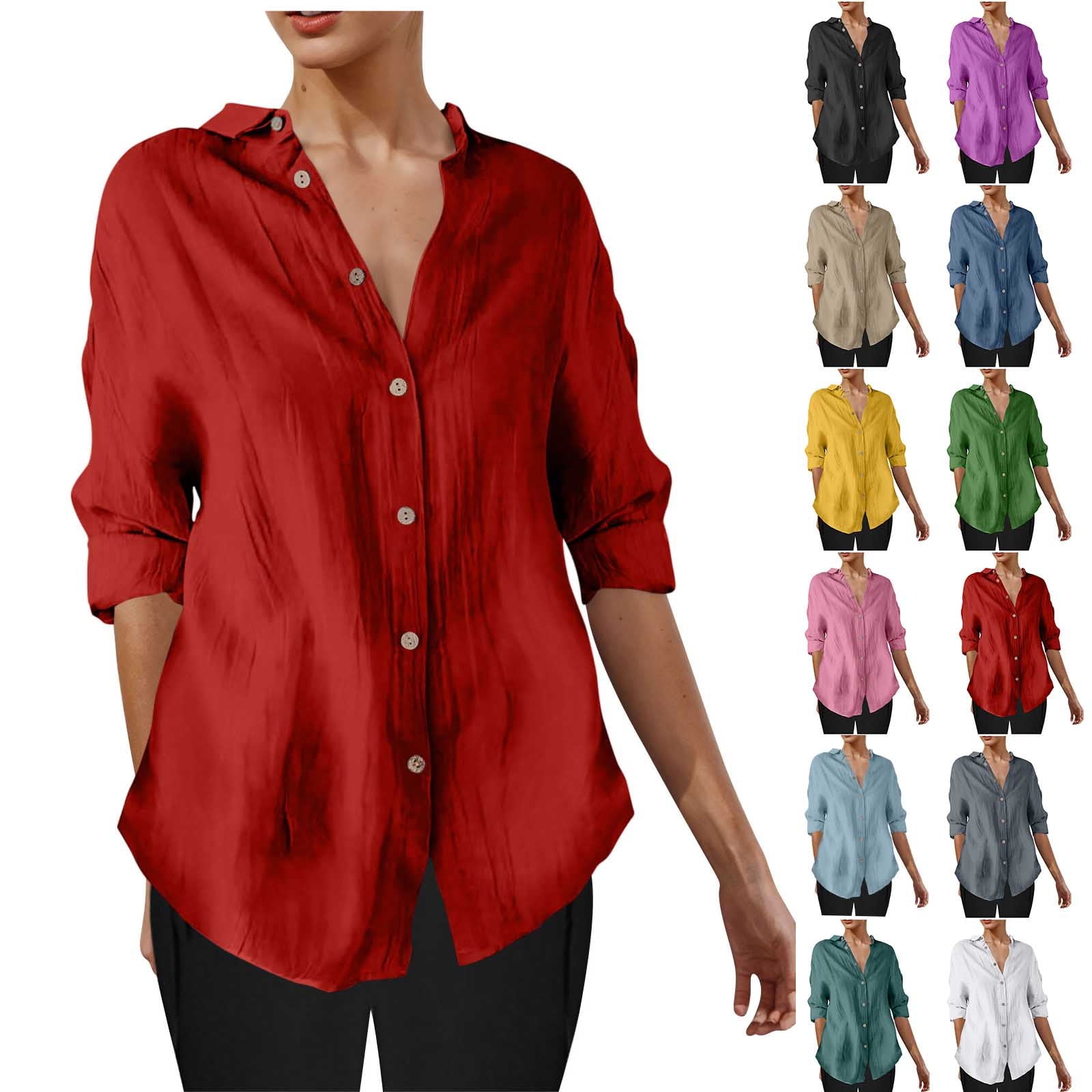 Plus Size Button Down Bell Sleeves Mock Neck Shirt main image 1