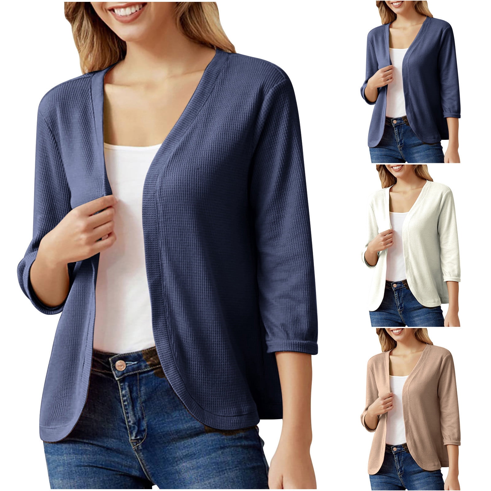 NE PEOPLE Women's 3/4 Sleeve Open Front Cardigan - Lightweight Drapey Knit With Pockets, Sizes S-3XL - View #8