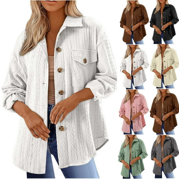 BiZtdJrK Cardigans for Women Trendy Cable Knit Cotton Sweater Lapel Collar Long Sleeve Open Front Button Jacket with Chest Pocket Beige S