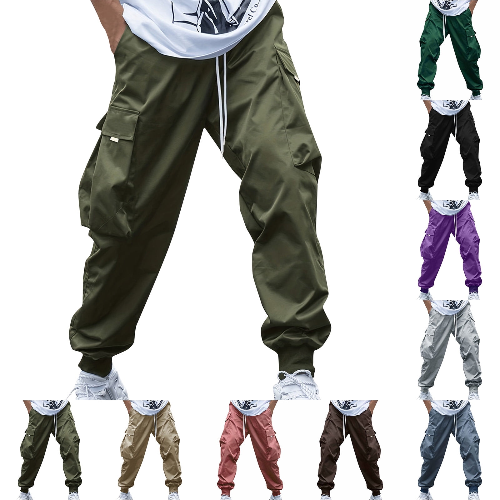BiZtdJrK Cargo Pants for Men Casual Drawstring Relaxed Fit