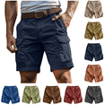 thumbnail image 1 of BiZtdJrK Cargo Shorts for Men Big and Tall Knee Length Bermuda Hiking Shorts Solid Color Casual Short Work Pants with Multi Pocket (NO Belt）, Blue, XL, 1 of 7