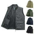 thumbnail image 1 of BiZtdJrK Cargo Vest for Mens Full Zip Sleeveless Lightweight Jacket Outdoor Work Hiking Travel Golf Vest with Zipper Pockets Lightning Sales Khaki XXXXXL, 1 of 4