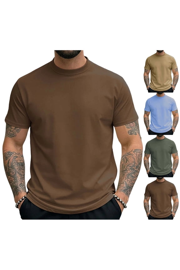 Casual T Shirts for Men Round Neck Short Sleeve Solid Basic Tee Tops Ice Silk Cooling Workout Shirt Comfy Summer Undershirts Base Layer