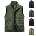 thumbnail image 1 of BiZtdJrK Casual Vests for Mens Lightweight Sleeveless Zip Up Cargo Vest Outdoor Work Hiking Travel Golf Vest with Pockets Sales For Today On Walmart Khaki XXXXL, 1 of 7