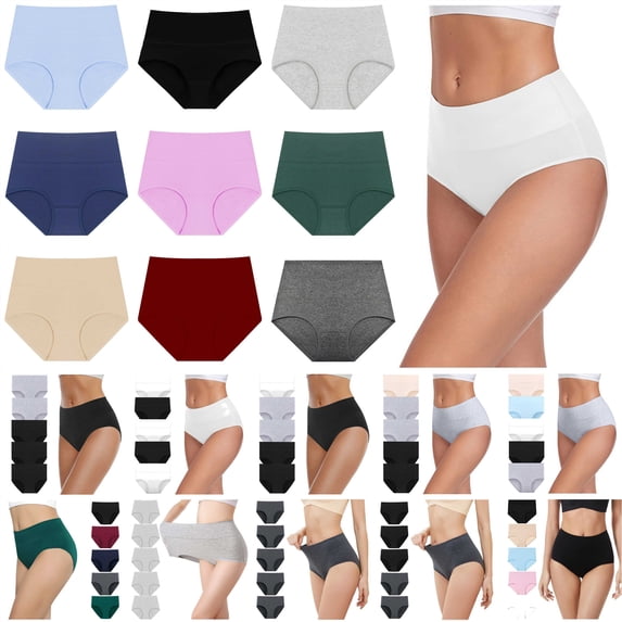 BiZtdJrK Women's High Waisted Briefs Comfort Cotton Full Coverage Panties Teen Girls Solid Color Bottoms Underwear, Army Green, M