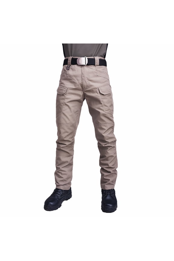 Cotton Cargo Pants for Men s, Ripstop Tactical Pants Straight Leg Work Trousers Outdoor Lightweight Hiking Pants with Flap Pockets Khaki XXXXXL