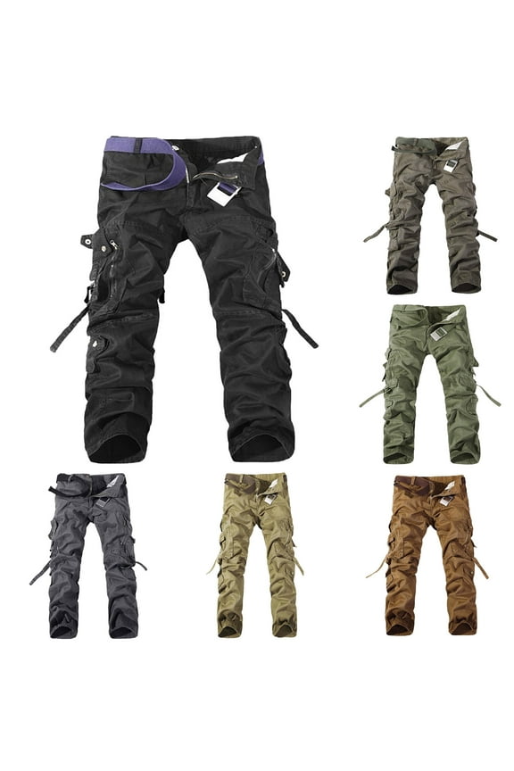 Cotton Cargp Pants for Mens Multi Pocket Casual Straight Pants Outdoor Lightweight Hiking Mountaineering Pants Today'S Sales Of The Day Yellow M