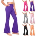 thumbnail image 1 of BiZtdJrK Cotton Pant for Girl Ruffle Bell Bottom Elastic High Waist Yoga Workout Pants Solid Color Comfy Casual Trousers Pink 130, 1 of 10