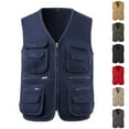 thumbnail image 1 of BiZtdJrK Cotton Work Vests for Men Big and Tall V Neck Sleeveless Solid Casual Jackets Zip Up Outdoor Photography Vest with Multi Pockets Gray XXXL, 1 of 9