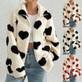 thumbnail image 1 of BiZtdJrK Cute Fuzzy Jackets for Women Heart Print Lapel Neck Long Sleeve Fleece Sherpa Jacket Zip Up Fashion Winter Coats Red L, 1 of 8