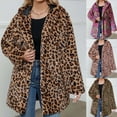 thumbnail image 1 of BiZtdJrK Dollar Sales Women Winter Coats Leopard Faux Fur Fuzzy Jackets Fashion Long Sleeve Open Front Lapel Neck Casual Comfy Cardigan Coat Green XL, 1 of 7