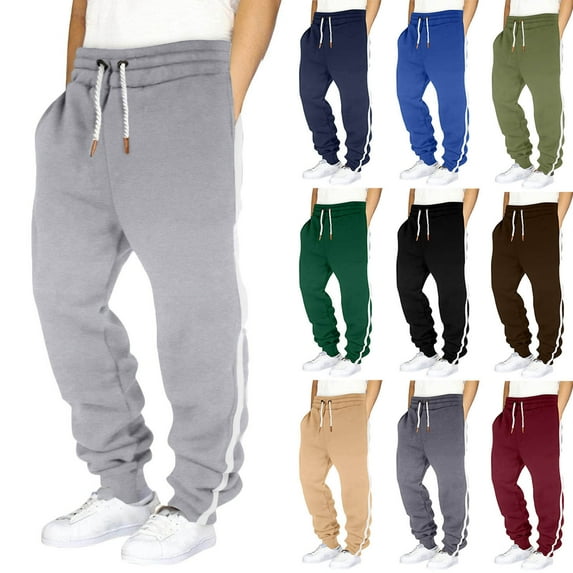 BiZtdJrK Drawstring Sweatpant for Men Side Striped Elastic Waist Active Sport Sweatpants Loose Fit Jogger Workout Trackpants with Pockets Blue XL