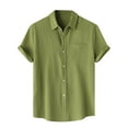 thumbnail image 1 of BiZtdJrK Dress Shirts Men Big and Tall Button Down Short Sleeve Textured Shirts Summer Casual Pocket Front Blouse Solid Lapel Collared Tops Day Green XL, 1 of 9