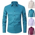 thumbnail image 1 of BiZtdJrK Dress Shirts for Men Button Down Casual Business Shirts Regular Fit Long Sleeve Shirts Basic Solid Blouses Formal Work Tops Sales Prime Blue 3XL, 1 of 4