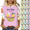thumbnail image 1 of BiZtdJrK Easter Shirt for Women Loose Casual Bunny Rabbit Print Casual Round Neck Tee Shirts 2025 Spring 3/4 Sleeve T-Shirt Tops Purple S 50 Percent off Sales Today, 1 of 6