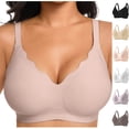 thumbnail image 1 of BiZtdJrK Everyday Bras for Women Scalloped Hem Wireless Full Coverage Bralette Comfy Breathable Push Up Bralettes T Shirts Bra Beige S, 1 of 5