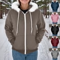 thumbnail image 1 of BiZtdJrK Fall Clothes for Women 2025 Zip Up Long Sleeve Sweatshirts Jackets Outdoor Warm Faux Fur Hooded Coats with Pocket Limited Time Sale Wine XL, 1 of 9
