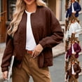 thumbnail image 1 of BiZtdJrK Fall Jackets for Women Textured Long Sleeve Zip Up Bomber Jacket Fashion Vacation Travel Coats with Pockets Brown L, 1 of 5