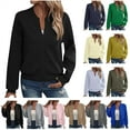 thumbnail image 1 of BiZtdJrK Womens Full Zipper Sweatshirt Jackets Casual Textured Long Sleeve Bomber Jacket with Pockets Fall Fashion Clothes White S, 1 of 7