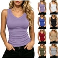thumbnail image 1 of BiZtdJrK Fashion Tank Tops for Women Ribbed Knit V Neck Sleeveless Yoga Workout Shirts Slim Fit Y2k Streetwear Tee Shirt Solid Color Summer Tanks Black L, 1 of 8