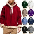 thumbnail image 1 of BiZtdJrK Faux Fur Coat Mens Fuzzy Oversized Hoodie Casual Zip Up Long Sleeve Fleece Jacket Warm Hooded Sweatshirts with Pockets, Brown, XXL, 1 of 8