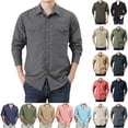 thumbnail image 1 of BiZtdJrK Fishing Hiking Shirts for Men Long Sleeve Cargo Shirt Casual Button Down Blouse Solid Laple Collar Work Tops with Pockets Dark Blue XXL Ofertas de Hoy en Liquidación, 1 of 5