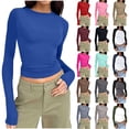 thumbnail image 1 of BiZtdJrK Fitted Tops for Women Long Sleeve Fitness Yoga Workout Tee Top Lightweight Stretch Running Athletic T-Shirts Blue XL, 1 of 6