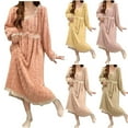 thumbnail image 1 of BiZtdJrK Flannel Pajama Dress Women Lace Patchwork Square Neck Long Sleeve Nightdress Fuzzy Cozy Winter Nightgowns Full Length Cute Sleepdress Beige XL, 1 of 6