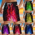thumbnail image 1 of BiZtdJrK Mens Casual Quick Dry Shorts Summer Fashion 3D Flame Print Beach Shorts Lightweight Drawstring Elastic Waist Board Shorts with Pockets Green XXXXXL, 1 of 5