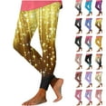 thumbnail image 1 of BiZtdJrK Flash Sales Today Sequin Leggings for Women Glitter Sparkle Print New Years Pants Casual Compression Tummy Control Yoga Tights Milk Silk Soft Legging Pants Purple S, 1 of 7