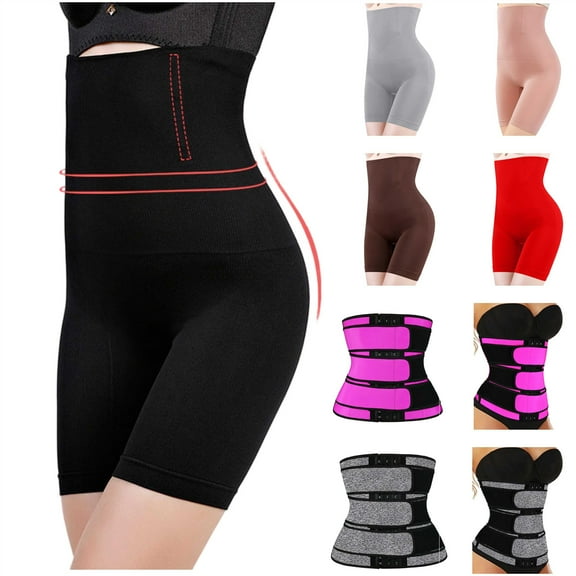 BiZtdJrK Tummy Control Butt Lifting Pants for Women High Waist Shapewear Solid Color Tight Body Shaper Shorts, Coffee, S