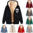 thumbnail image 1 of BiZtdJrK Fleece Lined Jackets for Women Casual Long Sleeve Zip Up Hoodies Fahion Graphic Printed Hooded Sweatshirt Jacket with Pockets Fall Clothes Daily Sales Wine L, 1 of 5