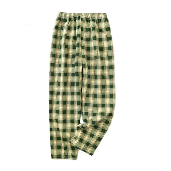 BiZtdJrK Fleece Lined Pants Women Plaid Elastic Waist Casual Trousers Comfy Warm Pajama Bottoms Fashion Winter Pants Birthday Gift Green Free Size