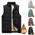 thumbnail image 1 of BiZtdJrK Fleece Lined Vest for Men Big and Tall Stand Collar Winter Warm Vests Zip Up Sleeveless Solid Casual Jackets with Zipper Pockets Black M, 1 of 10