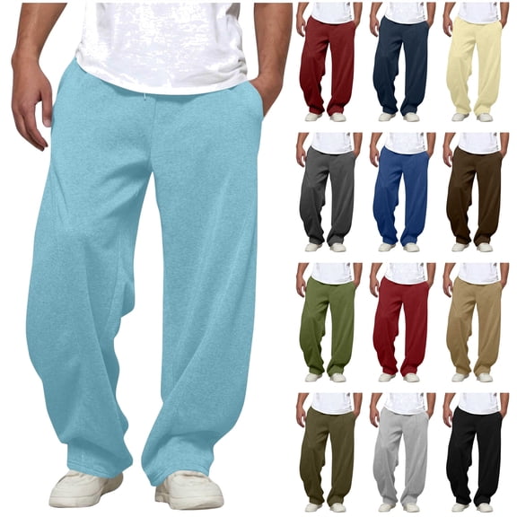 BiZtdJrK Fleece Sweatpants for Men Baggy Open Bottom Sweatpants Wide Leg Sweat Pants Winter Warm Athletic Pants with Pockets, Wine, S