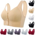 thumbnail image 1 of BiZtdJrK Front Closure Bras for Odler Women Gathering Plus Size Bras Thin Cup Wireless Full Coverage T-Shirt Bralettes, Black, XXXXL, 1 of 6