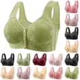 thumbnail image 1 of BiZtdJrK Front Closure Bras for Women No Underwire Full Coverage Breathable Push Up Padded Bralette Senior Daisy Bras, Wine, XXXXXL, 1 of 10