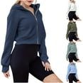 thumbnail image 1 of BiZtdJrK Full Zip Cropped Athletic Jacket Women Long Sleeve Workout Sweatshirt Hoodie Lightweight Casual Lounge Hoodies Light Blue S, 1 of 5