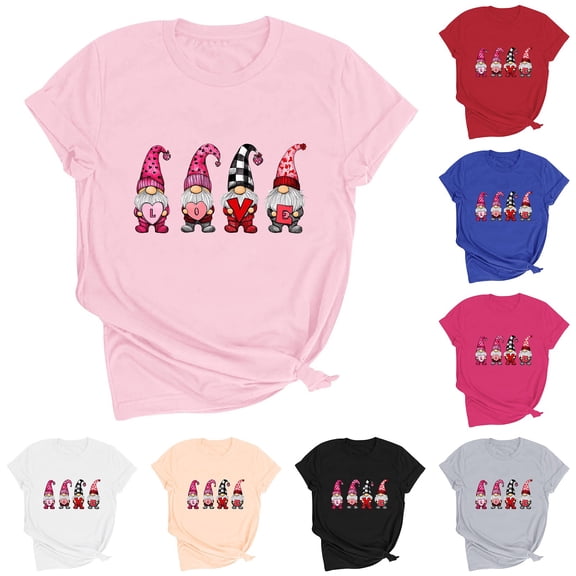 BiZtdJrK Funny Graphic T Shirts for Women Love Heart Print Short Sleeve Valentines Tee Tops Loose Fit Casual Summer Tees Girlfriend Gifts Black XXL