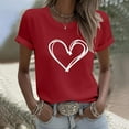 thumbnail image 1 of BiZtdJrK Funny Graphic T Shirts for Women Love Heart Print Short Sleeve Valentines Tee Tops Loose Fit Casual Summer Tees Girlfriend Gifts Red XXL, 1 of 5